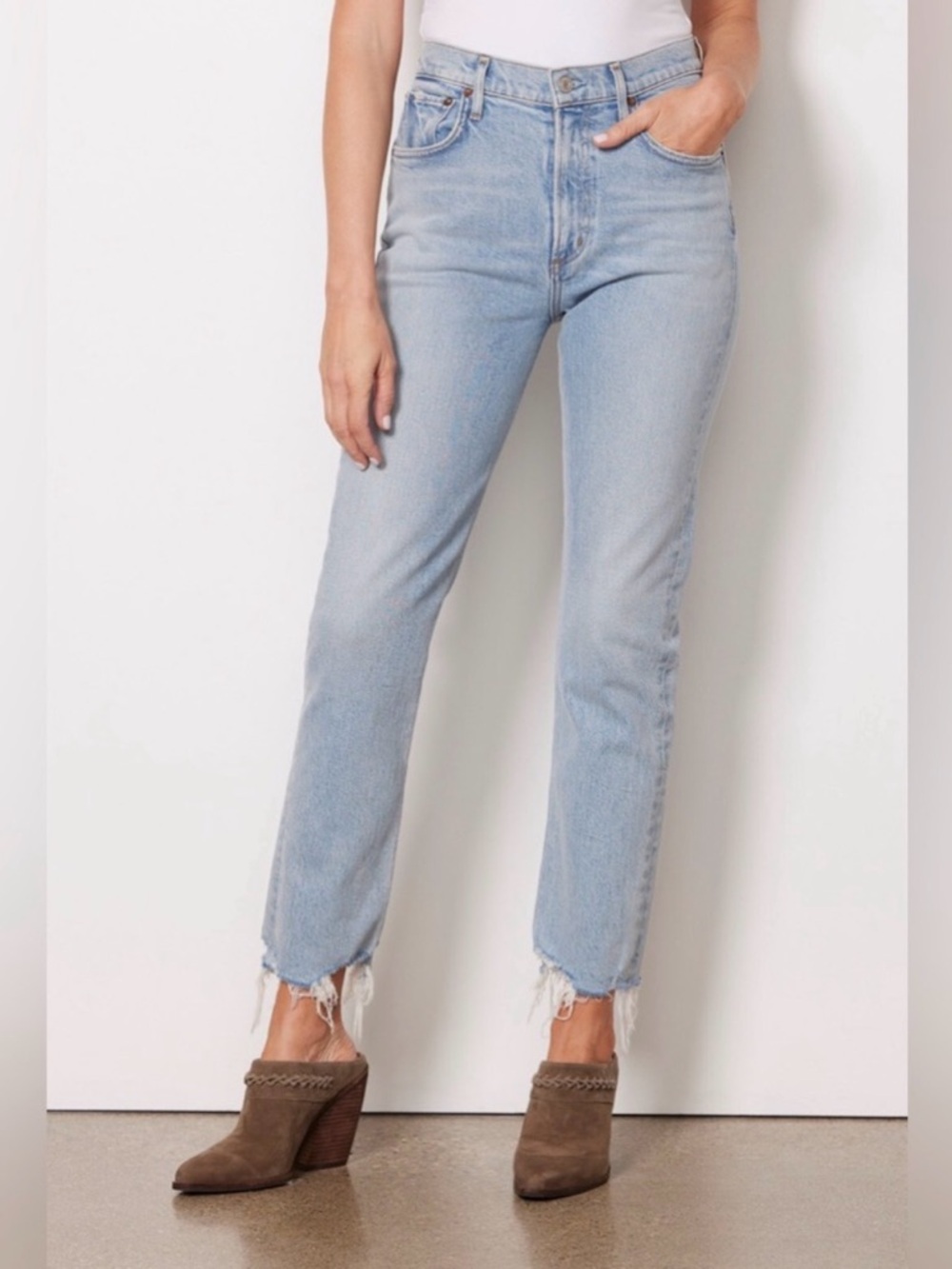 AGOLDE Merrel High Rise Straight Leg Jeans Light Wash Size 25 EUC